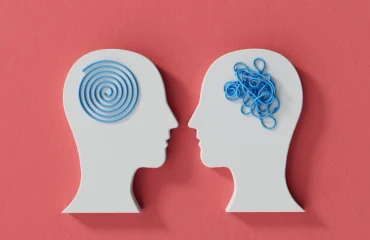 Mental health concept tangled chaotic brain vs logical brain Personality and emotion 3D Rendering