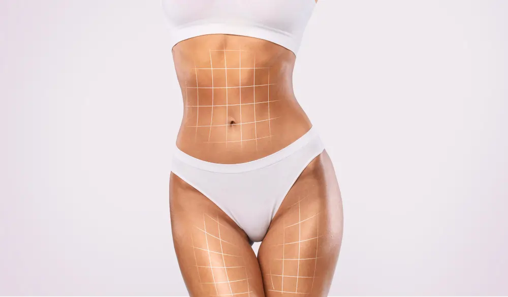 Body shaping concept slim female with lifting up lines on figure